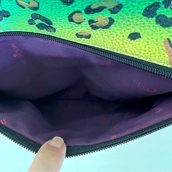 ANUSCHKA Multicolor Hand Painted Leather Wallet w Shoulder Bag Crossbody Satchel - Picture 7 of 16